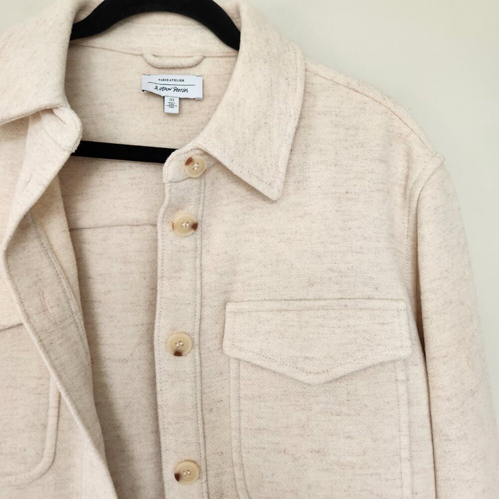 & Other Stories Wool Blend Cream Oversized Coat Jacket Overshirt Shacket Size 8 - Picture 3 of 12
